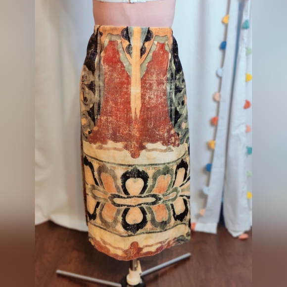 Vivienne Tam 90s Kuan Yin Buddha cotton Velvet archival Runway Skirt▪️ rare LG - Picture 5 of 11